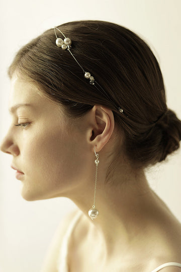 Grande perle poisson fil de soie Bandeau nuptiale Boucles d’oreilles